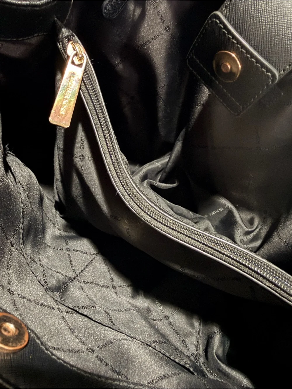 Michael Kors Black Saffiano Shoulder Bag with Gold Hardware
